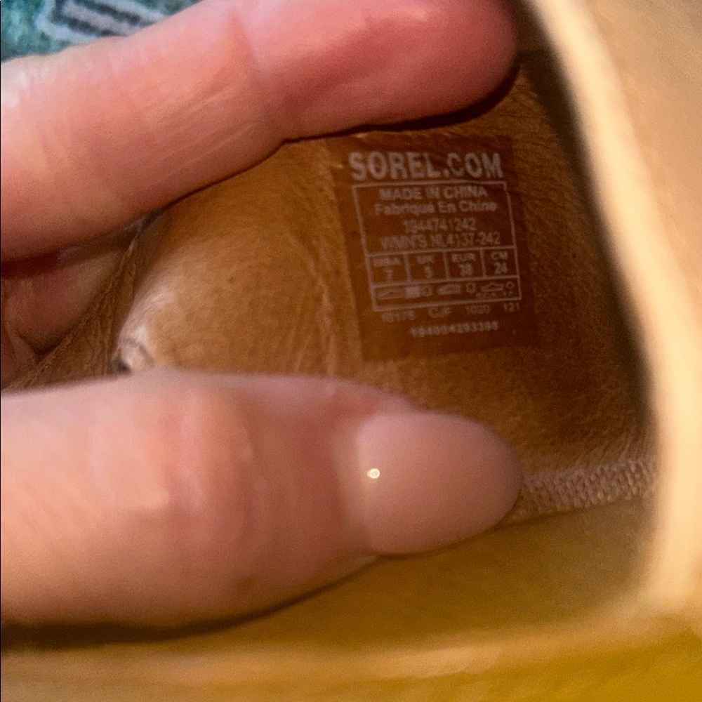 Sorel Two-Tone Brown & Tan Slingback Wedge Sandals - Picture 2 of 5